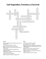 Cell Organelles, Functions, & Survival Word Scramble Puzzle
