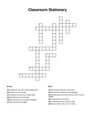 Classroom Stationery Crossword Puzzle