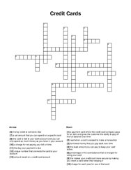 Credit Cards Word Scramble Puzzle