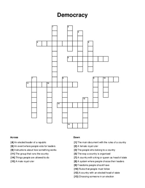 Democracy Crossword Puzzle