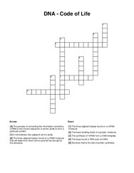 DNA - Code of Life Crossword Puzzle