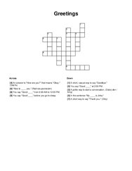 Greetings Crossword Puzzle
