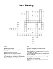 Meal Planning Word Scramble Puzzle