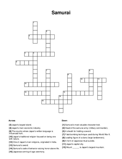 Samurai Crossword Puzzle