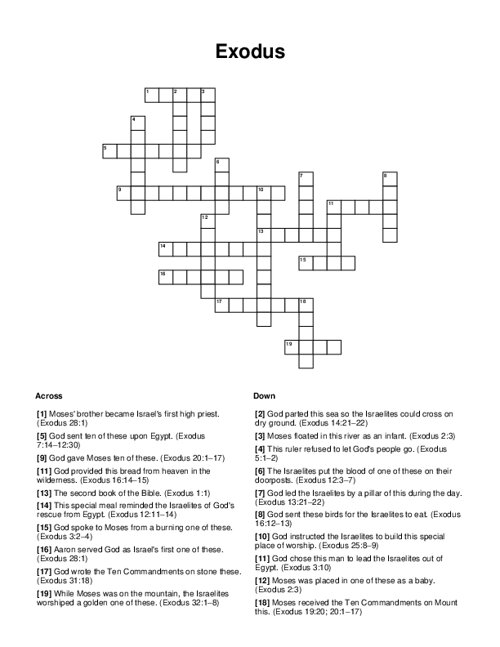 Exodus Crossword Puzzle