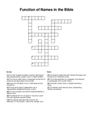 Function of Names in the Bible Crossword Puzzle