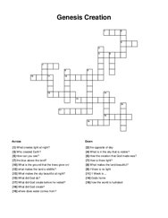 Genesis Creation Crossword Puzzle
