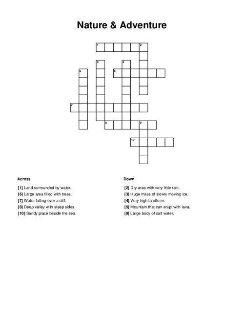 Nature & Adventure Crossword Puzzle