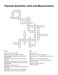 Physical Quantities, Units and Measurements Word Scramble Puzzle
