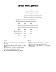 Stress Management Crossword Puzzle