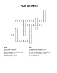 Travel Essentials Crossword Puzzle
