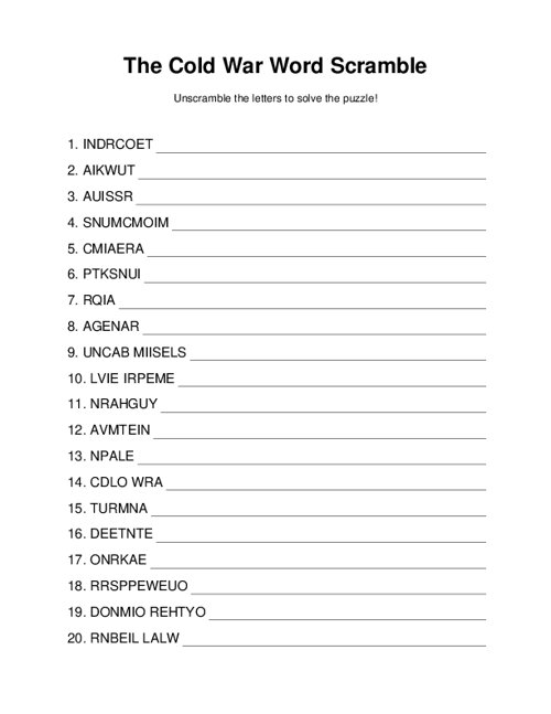 The Cold War Word Scramble