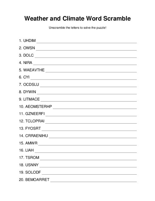 Weather Word Scramble 