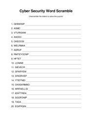 Cyber Security Word Scramble Puzzle