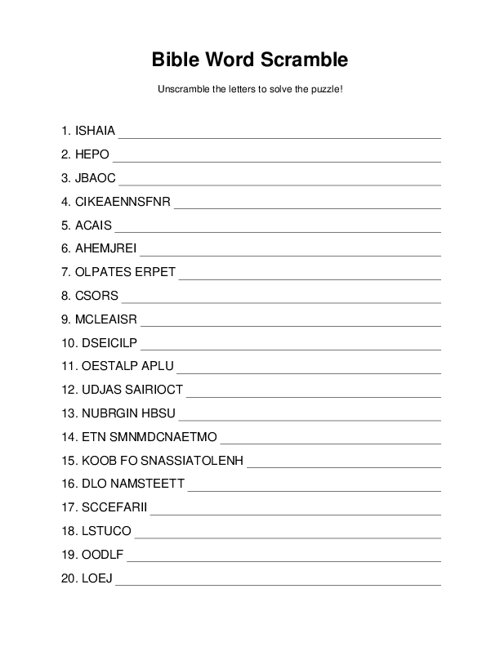 Bible Word Scramble