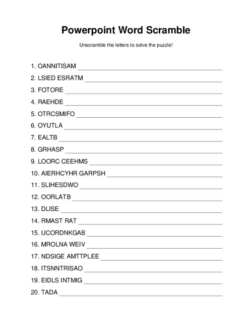 Powerpoint Word Scramble