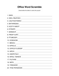 Office Word Scramble Puzzle