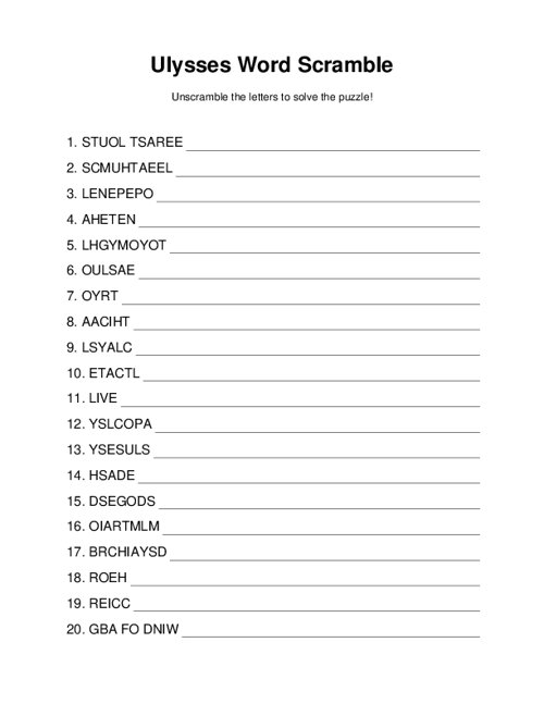 Ulysses Word Scramble