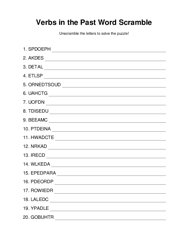 Verbs in the Past Word Scramble