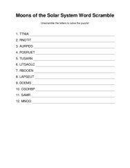 Moons of the Solar System Word Scramble Puzzle