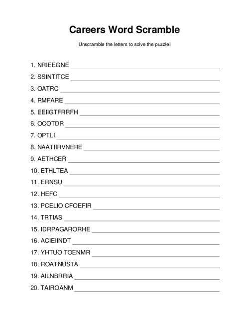 Careers Word Scramble