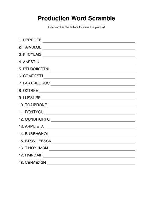 Production Word Scramble