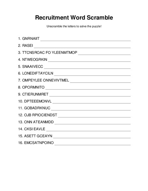 Recruitment Word Scramble