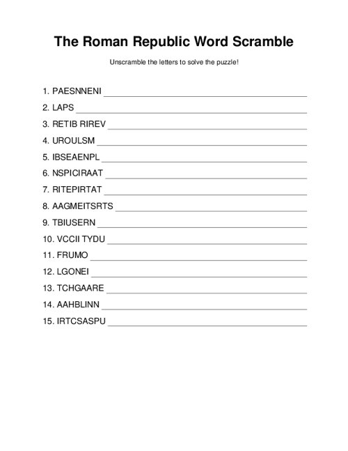 The Roman Republic Word Scramble