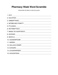 Pharmacy Week Word Scramble Puzzle