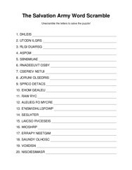 The Salvation Army Word Scramble