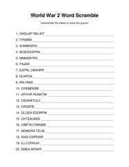 World War 2 Word Scramble