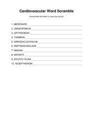 Cardiovascular Word Scramble