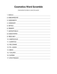 Cosmetics Word Scramble