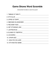 Game Shows Word Scramble