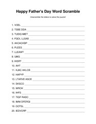 Happy Fathers Day Word Scramble