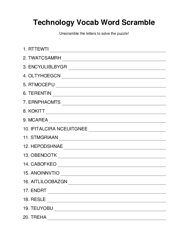 Technology Vocab Word Scramble