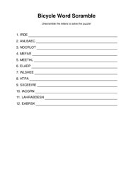 Bicycle Word Scramble Puzzle