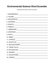 Environmental Science Word Scramble