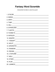 Fantasy Word Scramble