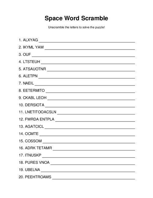 Space Word Scramble