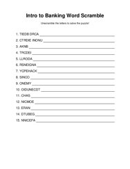 Intro to Banking Word Scramble