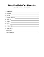 At the Flea Market Word Scramble