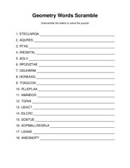 Geometry Words Word Scramble
