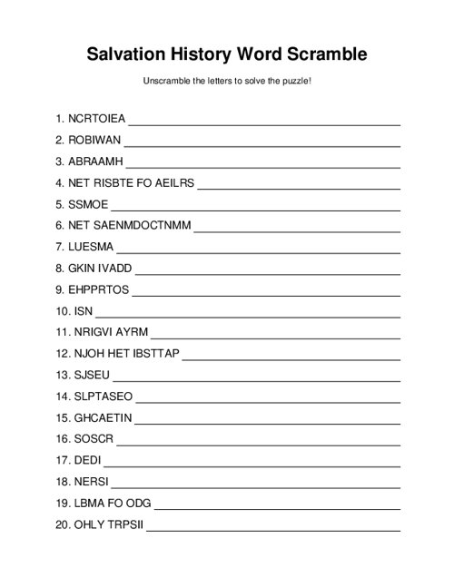 Salvation History Word Scramble