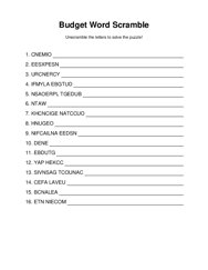 Budget Word Scramble Puzzle