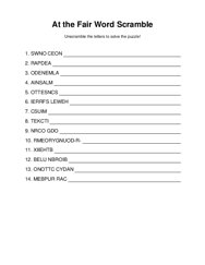 At the Fair Word Scramble Puzzle