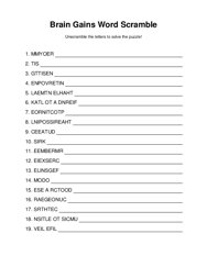 Brain Gains Word Scramble