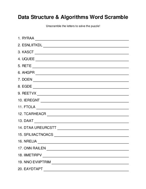 Data Structure & Algorithms Word Scramble