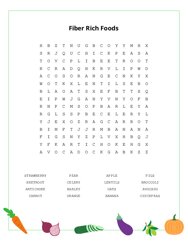 Fiber Rich Foods Word Search Puzzle