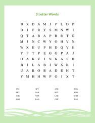 3 Letter Words Word Scramble Puzzle